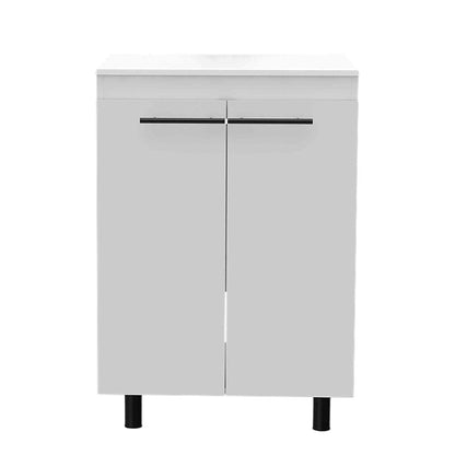 24" White Wood Freestanding Double Door Bathroom Vanity With Sink
