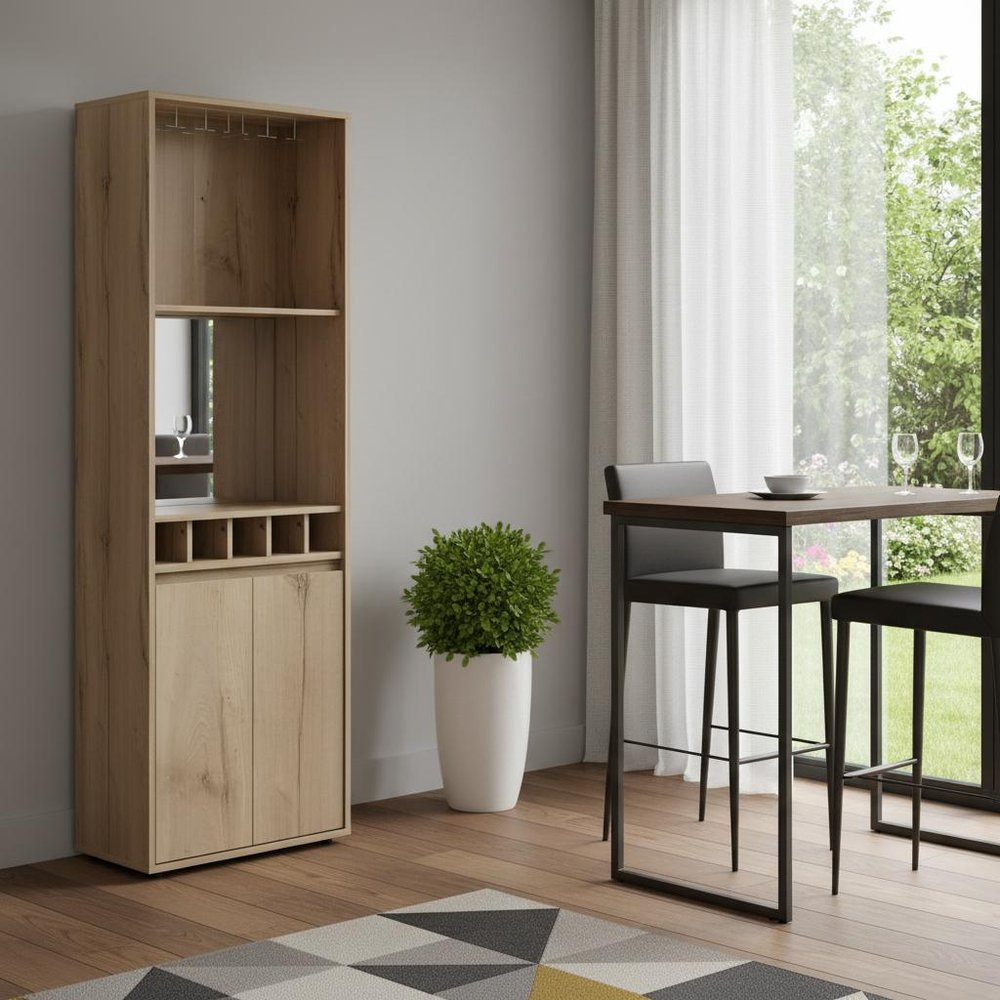23" Oak Wood Bar Cabinet With Two Doors — view 5