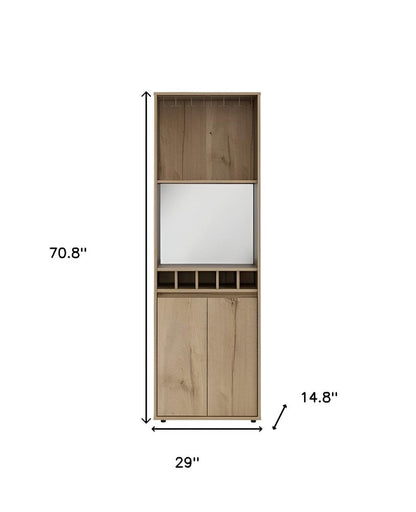 23" Oak Wood Bar Cabinet With Two Doors