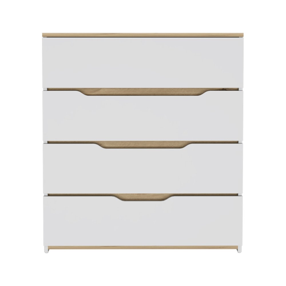 31" Brown And White Wood Four Drawer Dresser HomeRoots