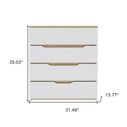 31" Brown And White Wood Four Drawer Dresser HomeRoots