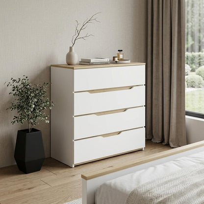 31" Brown And White Wood Four Drawer Dresser HomeRoots