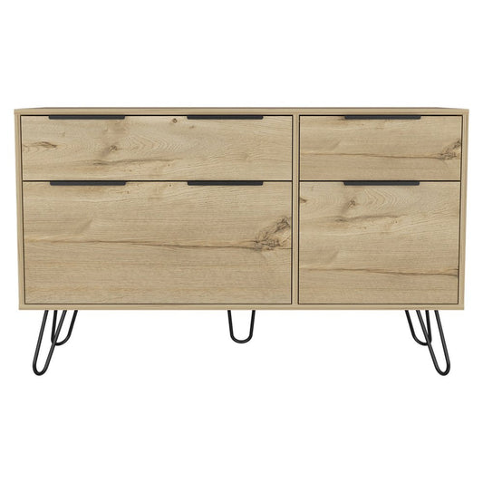 47" Brown And Black Wood Four Drawer Double Dresser HomeRoots