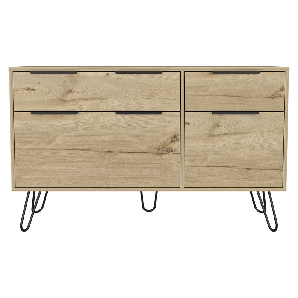 47" Brown And Black Wood Four Drawer Double Dresser HomeRoots