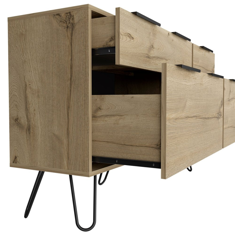 47" Brown And Black Wood Four Drawer Double Dresser HomeRoots