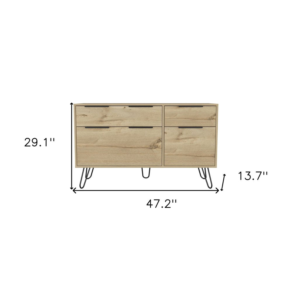 47" Brown And Black Wood Four Drawer Double Dresser HomeRoots