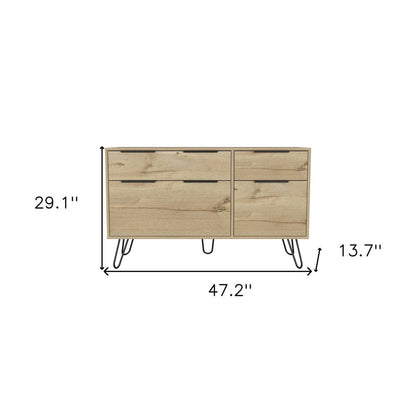47" Brown And Black Wood Four Drawer Double Dresser HomeRoots