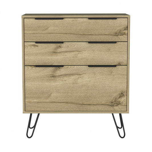 30" Brown And Black Wood Three Drawer Dresser HomeRoots