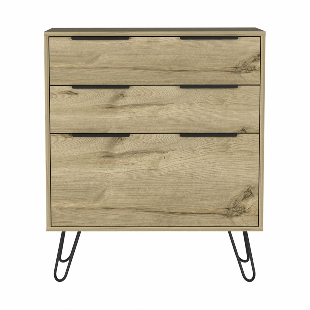 30" Brown And Black Wood Three Drawer Dresser HomeRoots