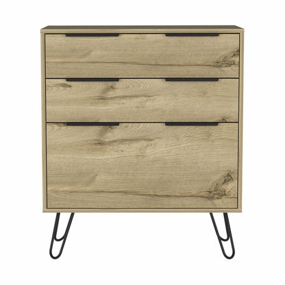 30" Brown And Black Wood Three Drawer Dresser HomeRoots