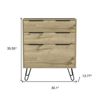 30" Brown And Black Wood Three Drawer Dresser HomeRoots