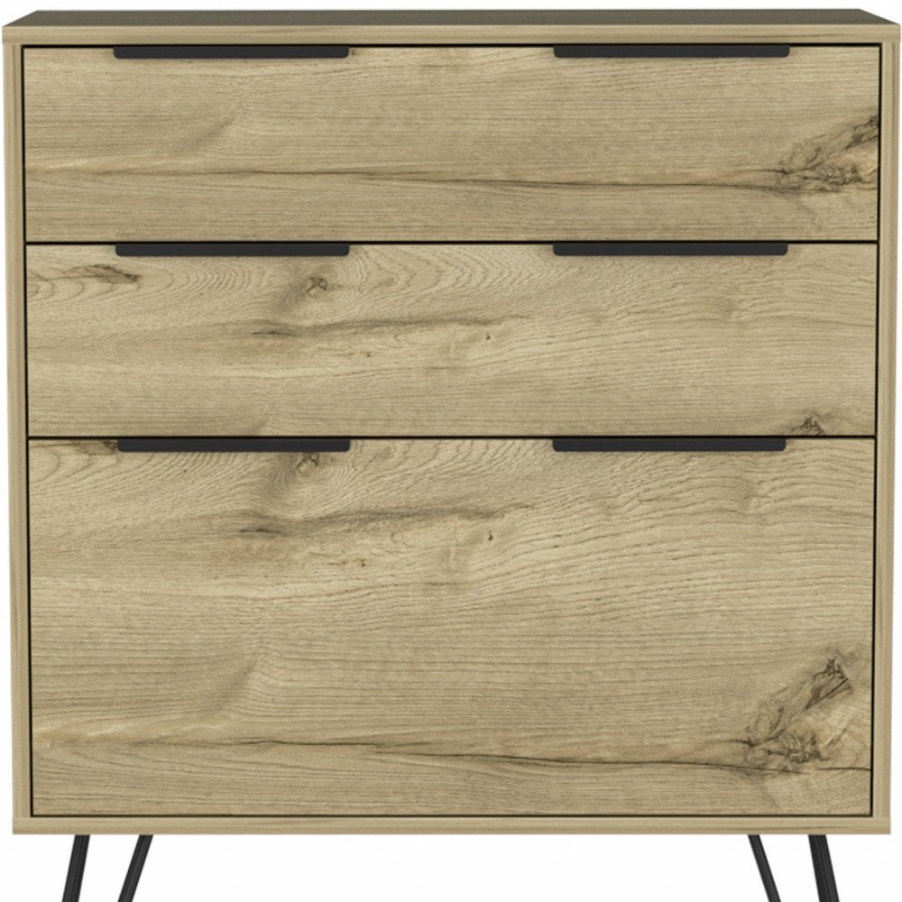 30" Brown And Black Wood Three Drawer Dresser HomeRoots