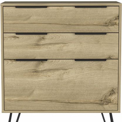 30" Brown And Black Wood Three Drawer Dresser HomeRoots
