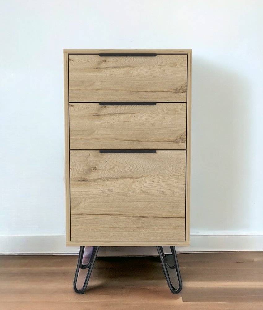 18" Brown and Black Three Drawer Standard Chest HomeRoots