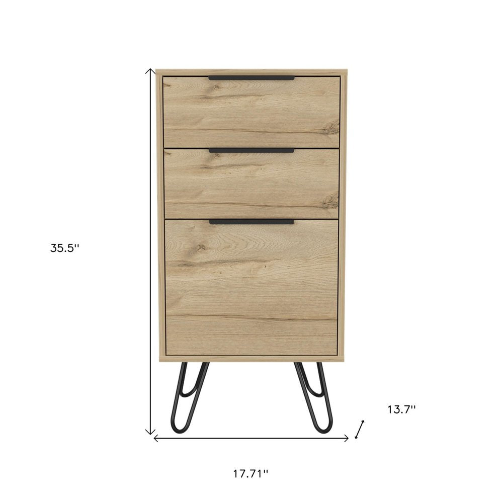 18" Brown and Black Three Drawer Standard Chest HomeRoots