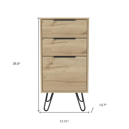 18" Brown and Black Three Drawer Standard Chest HomeRoots