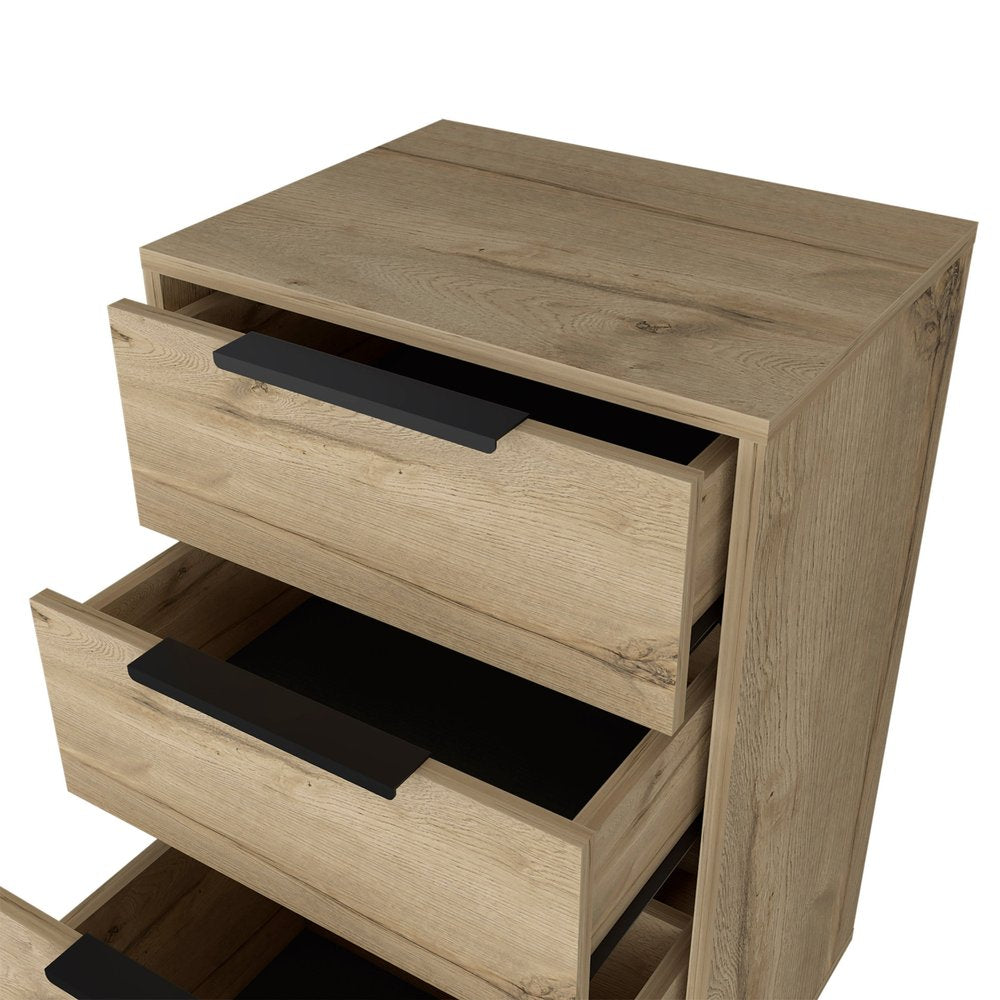 18" Brown And Black Wood Three Drawer Dresser HomeRoots