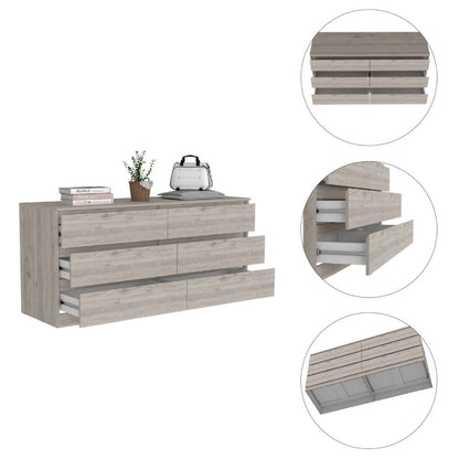 60" Light Grey Manufactured Wood Four Drawer Double Dresser