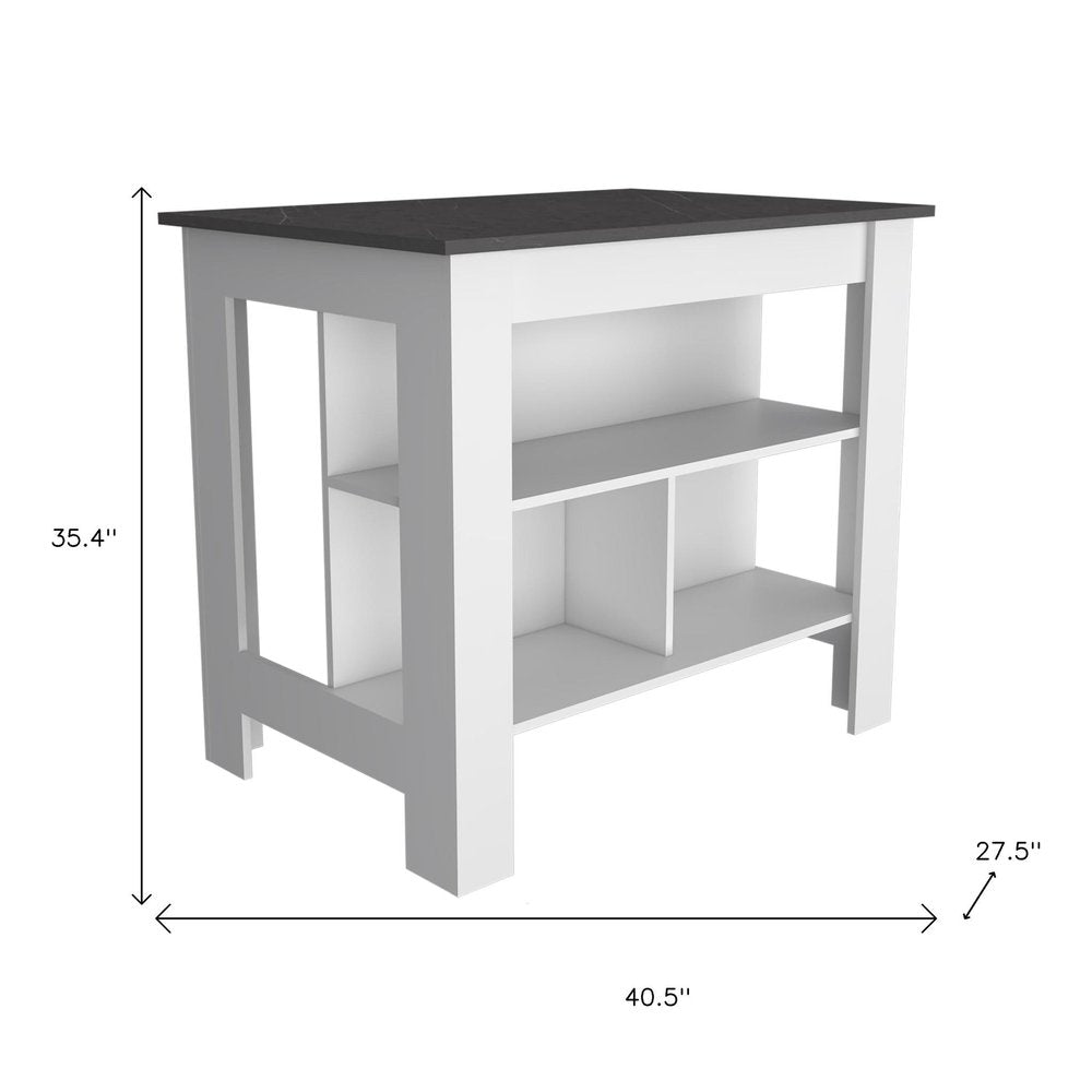41" Black and White Wood Kitchen Island With Storage — view 6