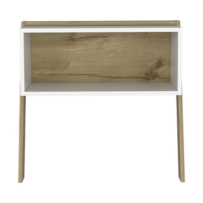 24" White and Oak Faux Wood Nightstand HomeRoots