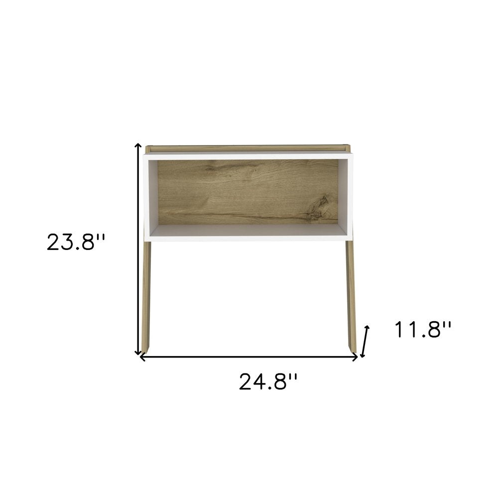 24" White and Oak Faux Wood Nightstand HomeRoots