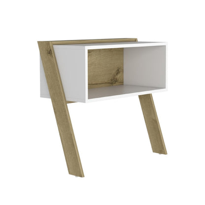 24" White and Oak Faux Wood Nightstand HomeRoots