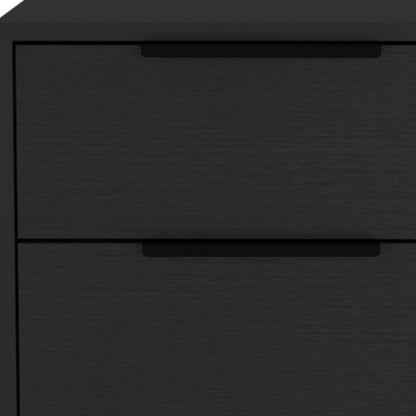 22" Black Two Drawer Faux Wood Nightstand