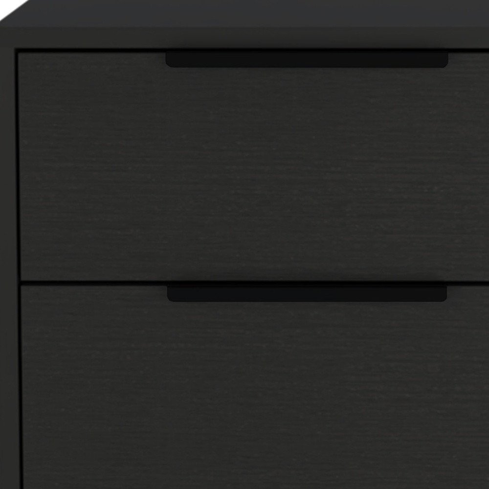 22" Black Wood Two Drawer Nightstand HomeRoots