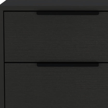 22" Black Wood Two Drawer Nightstand HomeRoots