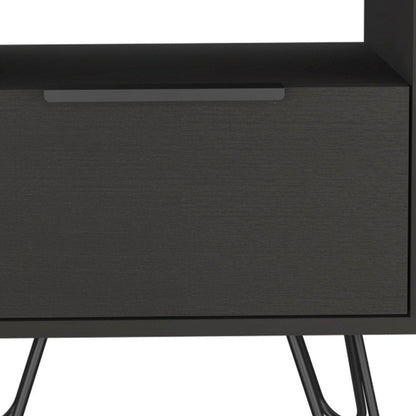 22" Black Wood One Drawer Nightstand HomeRoots