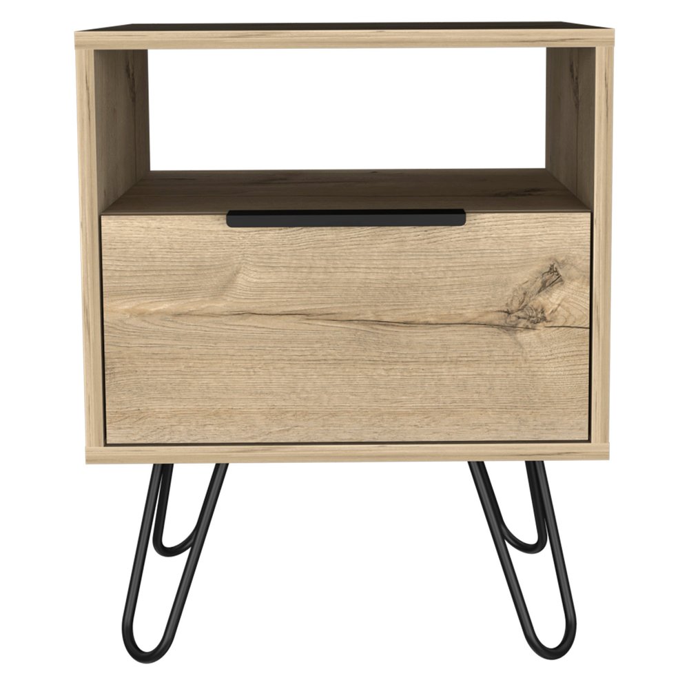 22" Oak Wood One Drawer Nightstand HomeRoots