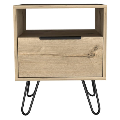 22" Oak Wood One Drawer Nightstand HomeRoots