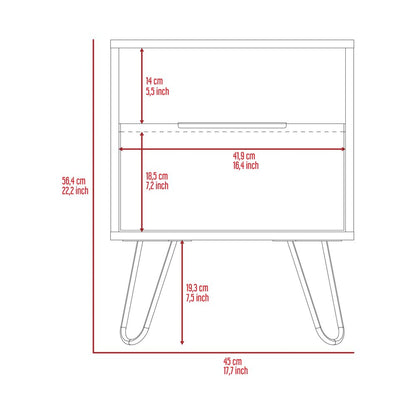 22" Oak Wood One Drawer Nightstand HomeRoots
