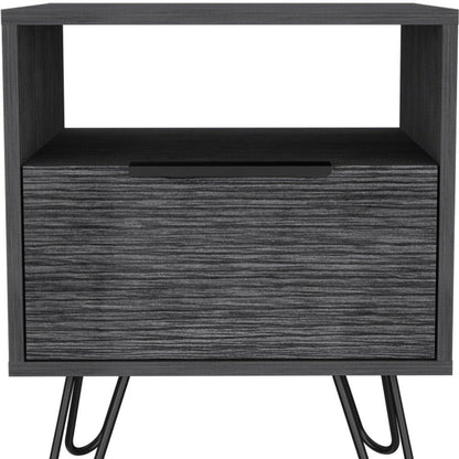 22" Gray Faux Wood Nightstand With Storage HomeRoots