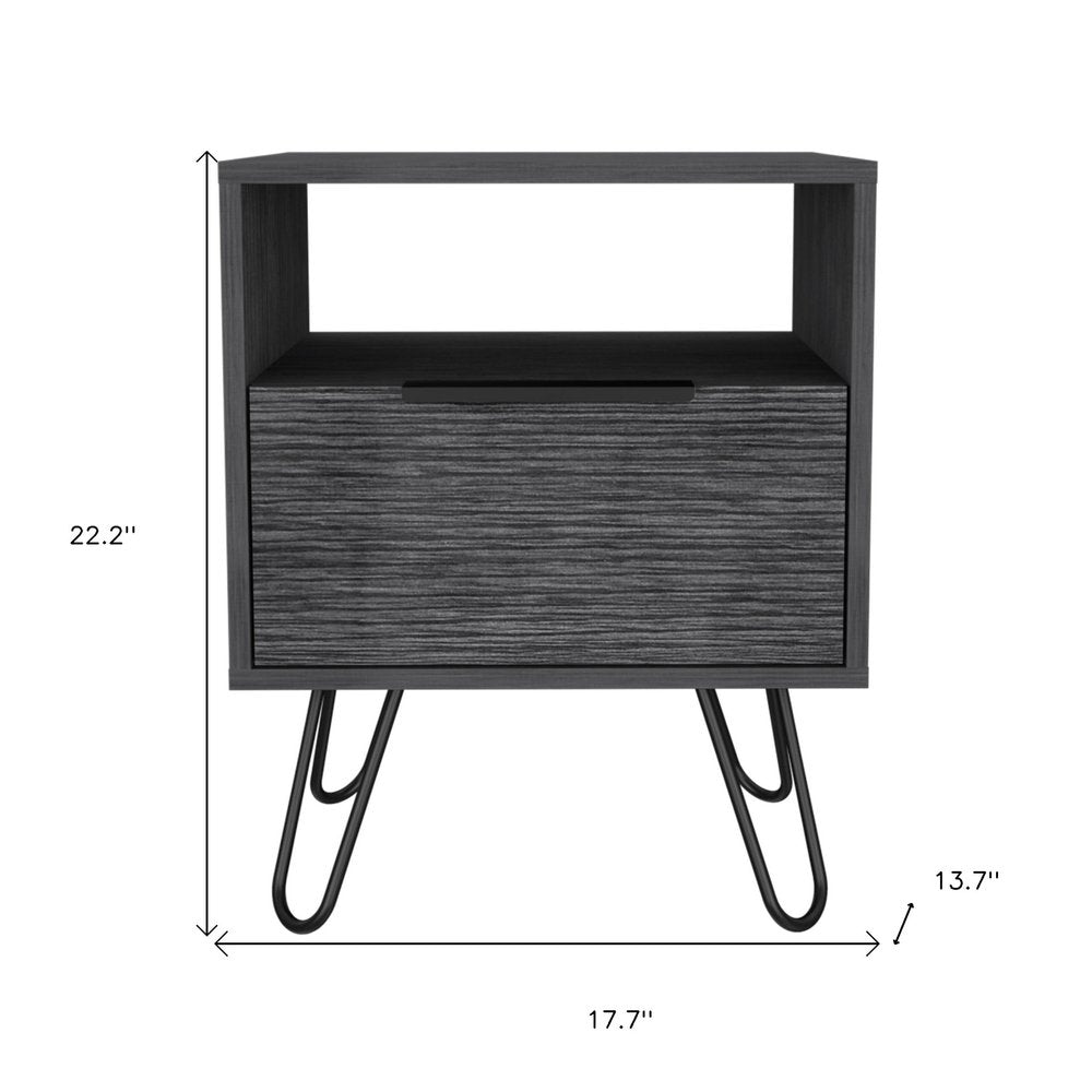 22" Gray Faux Wood Nightstand With Storage HomeRoots