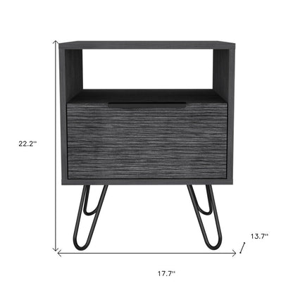 22" Gray Faux Wood Nightstand With Storage HomeRoots