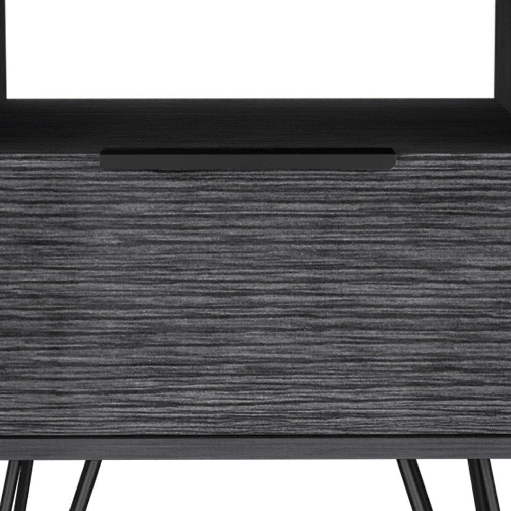 22" Gray Faux Wood Nightstand With Storage HomeRoots