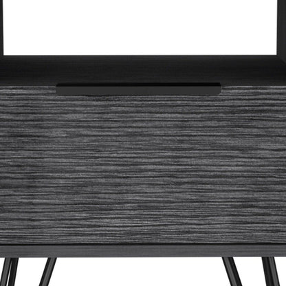 22" Gray Faux Wood Nightstand With Storage HomeRoots