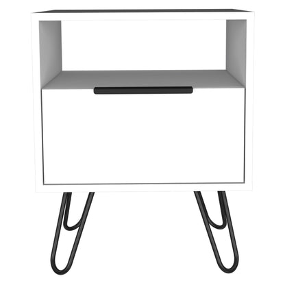 22" White Faux Wood Nightstand With Storage