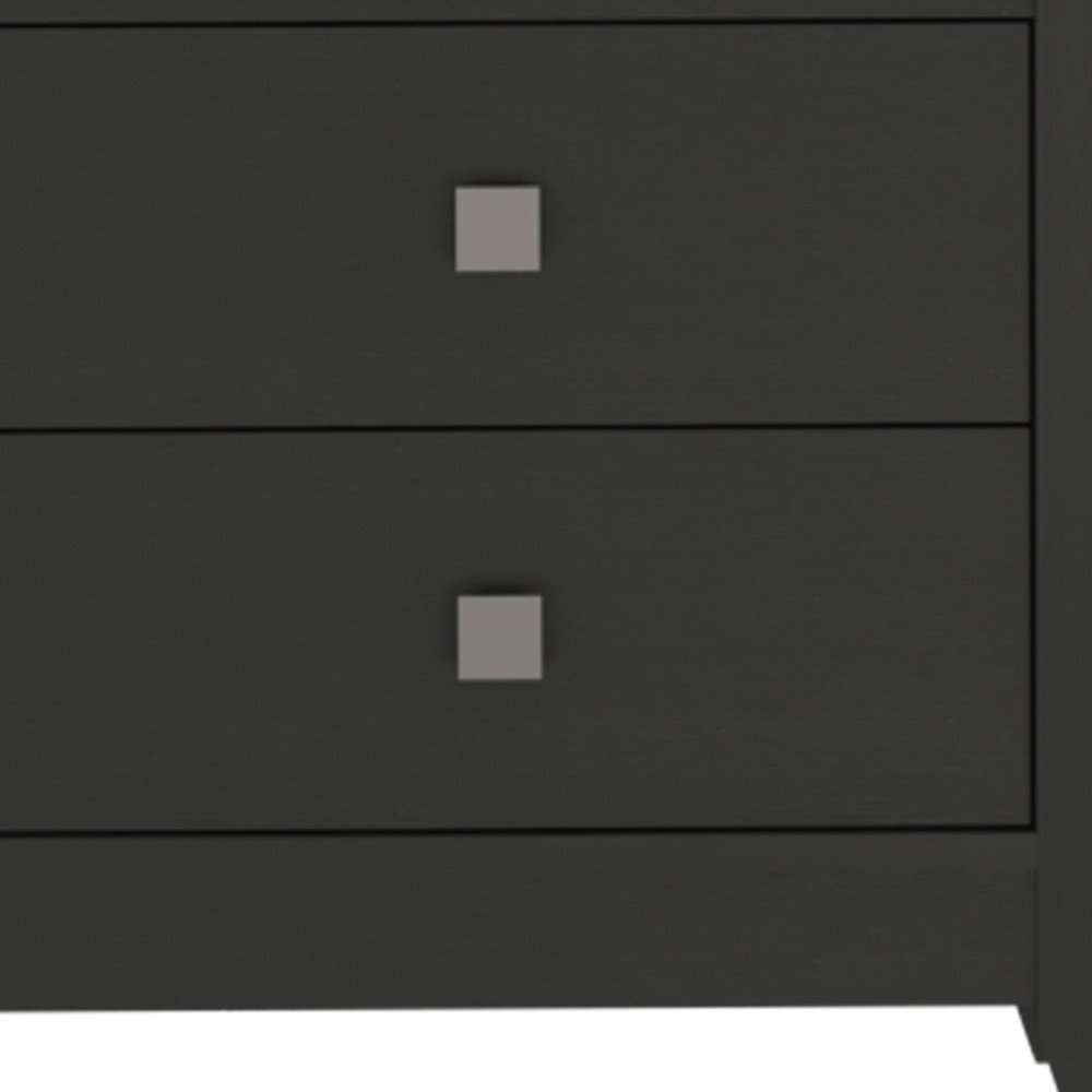24" Black Wood Two Drawer Nightstand HomeRoots