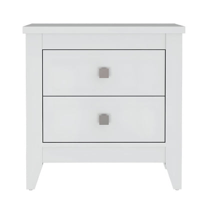 24" White Wood Two Drawer Nightstand HomeRoots