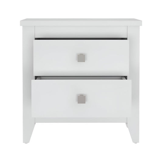 24" White Wood Two Drawer Nightstand