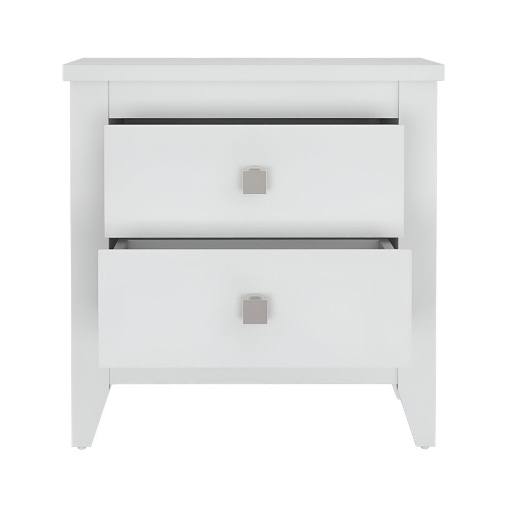 24" White Wood Two Drawer Nightstand HomeRoots