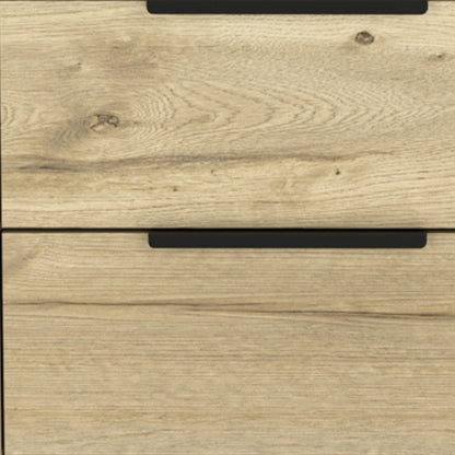 22" Oak Wood Two Drawer Nightstand HomeRoots