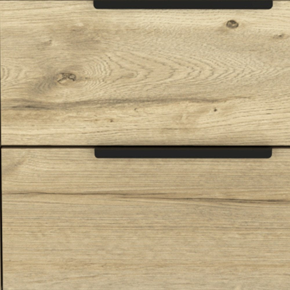 22" Oak Wood Two Drawer Nightstand HomeRoots