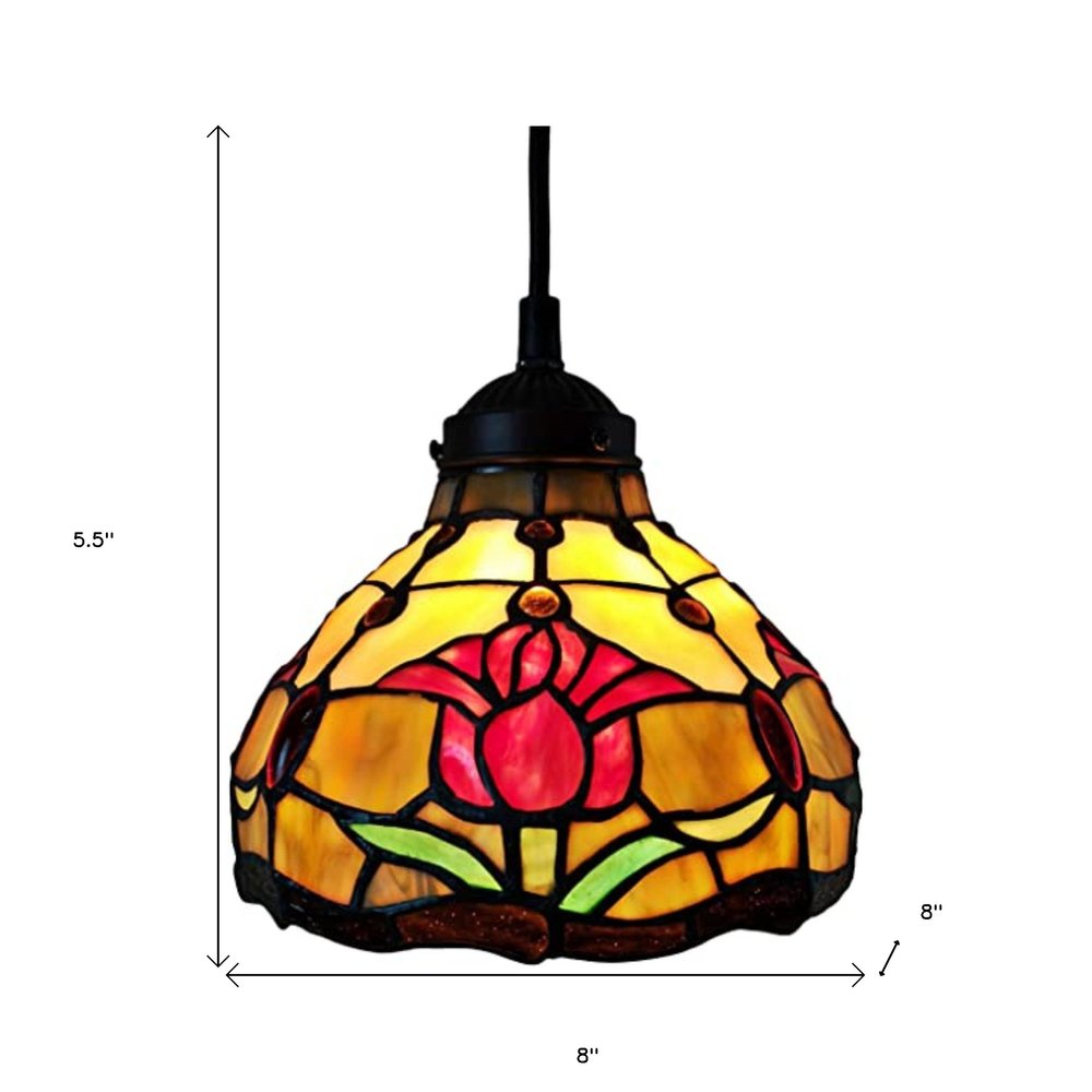 Red And White Unique Statement Glass and Tiffany Glass Dimmable Chandelier With Red And White Shades HomeRoots