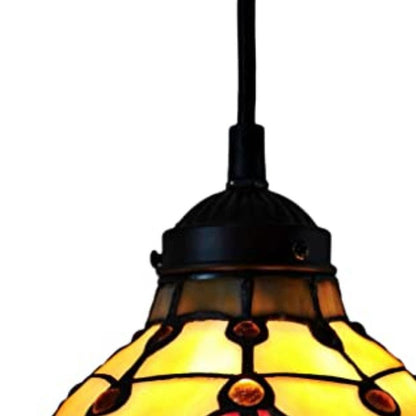 Red And White Unique Statement Glass and Tiffany Glass Dimmable Chandelier With Red And White Shades HomeRoots