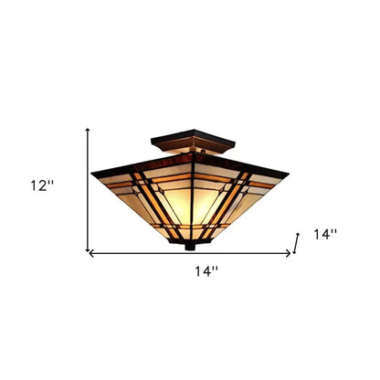 Brown and Amber Tiffany Style Mission Semi Flush Dimmable Ceiling Light HomeRoots