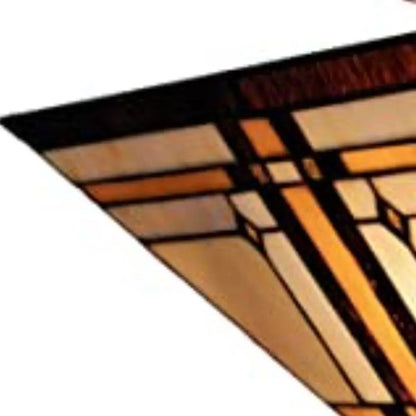 Brown and Amber Tiffany Style Mission Semi Flush Dimmable Ceiling Light HomeRoots