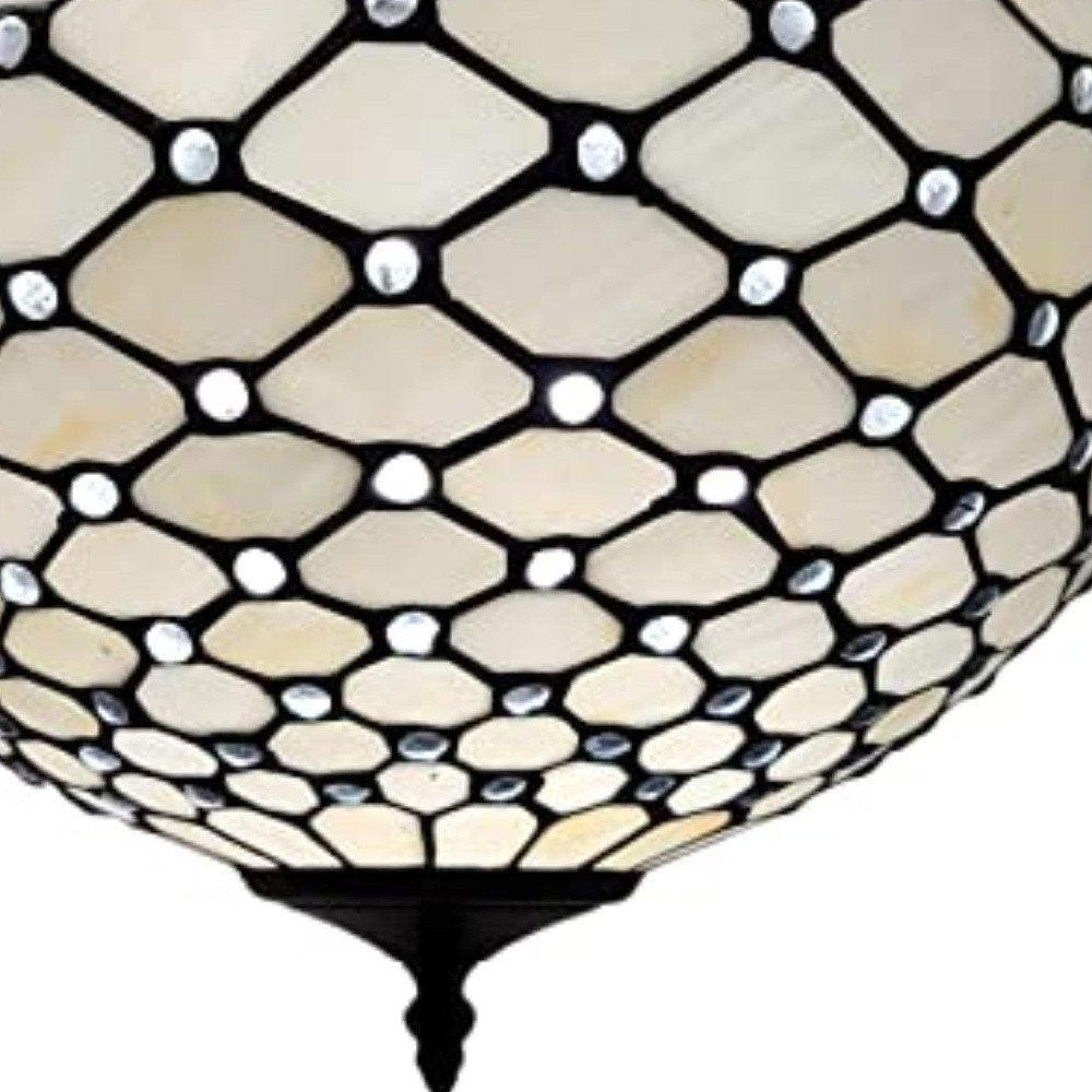 Black and White Tiffany Style Two Light Semi Flush Ceiling Lamp HomeRoots